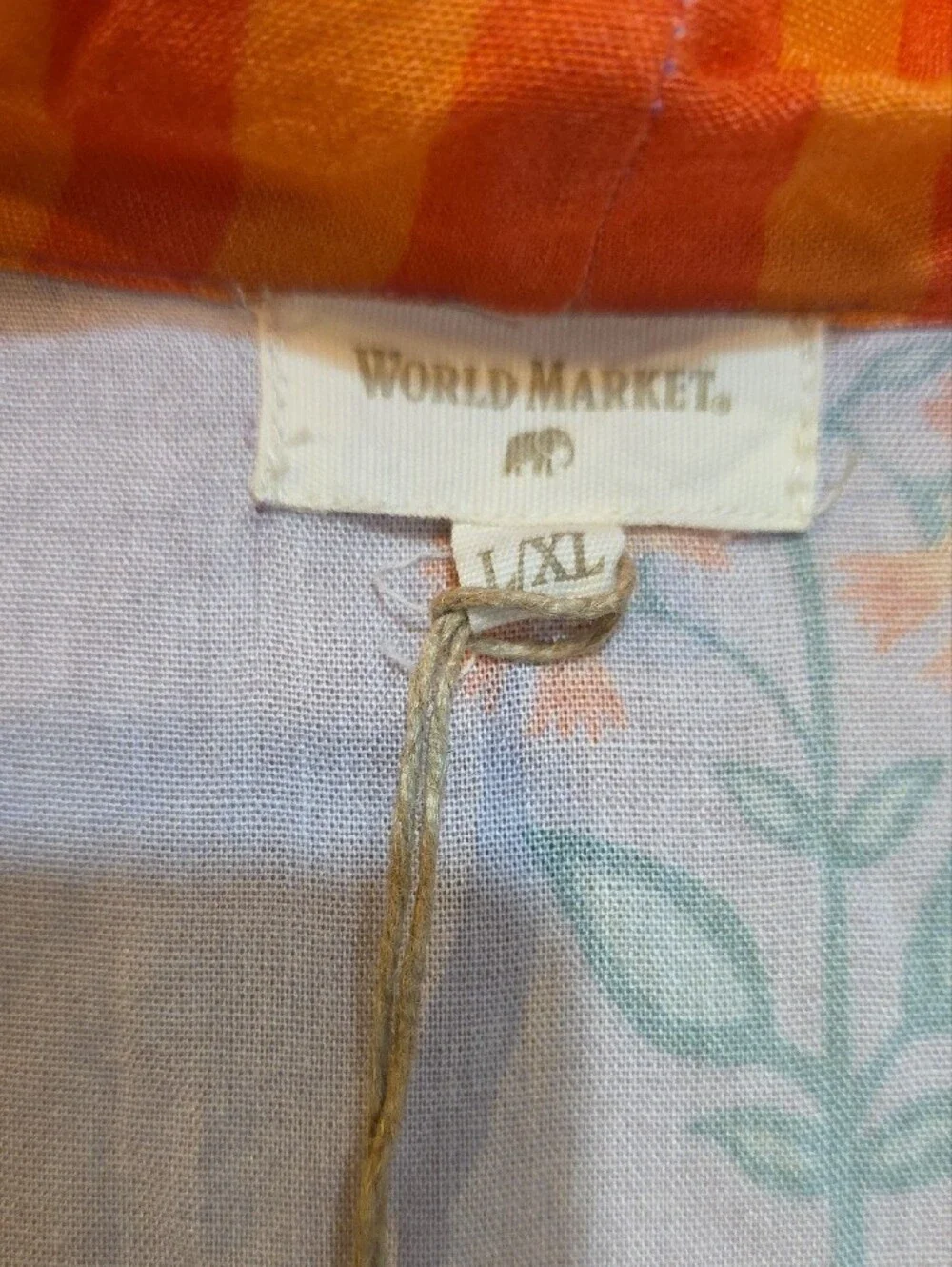 World Market NWT Lavender Floral Kimono Cover Up Orange Trim Sz L/XL Boho